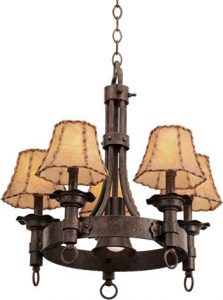 Kalco 4205 Americana 5 Light Chandelier with Buckskin Shades .