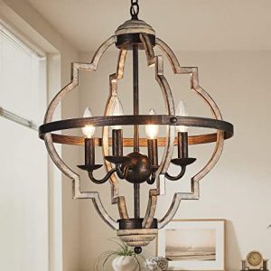 TZOE Orb 4-Light Metal Chandelier，Rustic Vintage Chandelier .