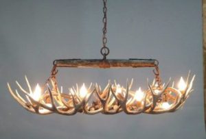 Snowmass Antler Chandelier, Timber & Mule Deer, Small Oval .