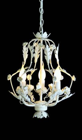 Traditional Antique White Rose Shabby Chic Small Chandelier 3 .
