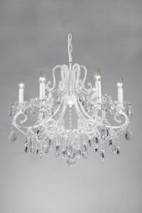 Priscilla Swarovski Antique White Frame Shabby Chic Chandelier 6 .