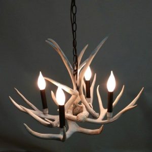 White Antler Chandelier - Small, 4 lights, Modern Small White .