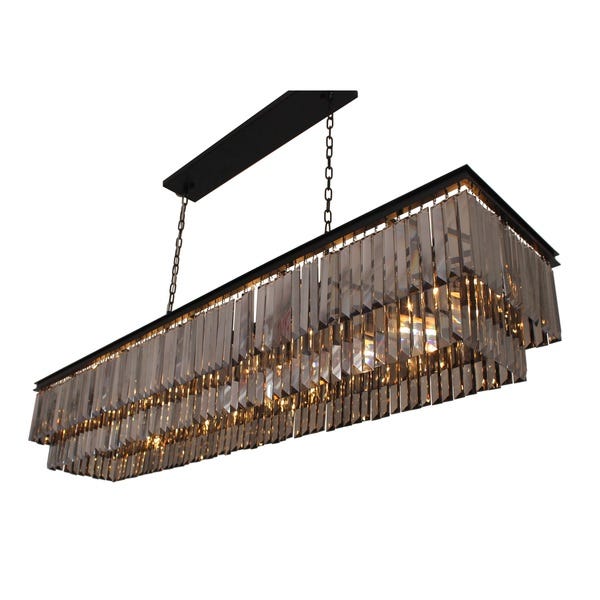 Shop D'Angelo 60-inch Smoked Glass Rectangular Crystal Fringe .