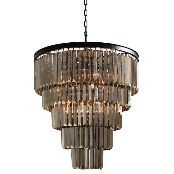 Shop D'Angelo 5-tier Iron Round Fringe Crystal Smoked Glass .