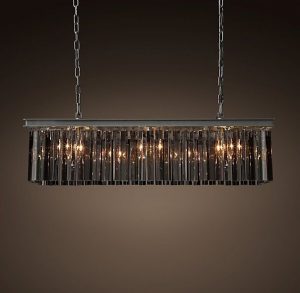 Rhys Smoke Glass Prism Rectangular Chandelier 40" | Rectangular .