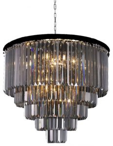 Leyland Massimo Odeon Fringe Smoke Crystal Chandelier .