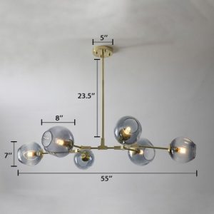 Bubble Hanging Light Contemporary Modern Smoke Glass 6 Light Art .