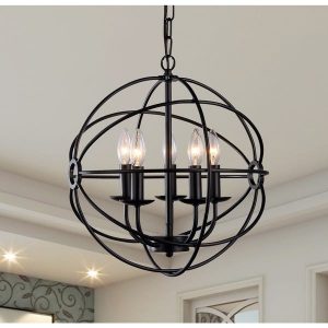 Shop Meila 5-light Black 16-inch Spherical Chandelier - On Sale .