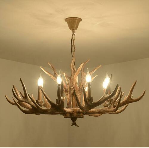 Resin Antler Deer Horn Chandelier 8-Lights Pendant Lighting .