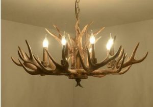 Resin Antler Deer Horn Chandelier 8-Lights Pendant Lighting .