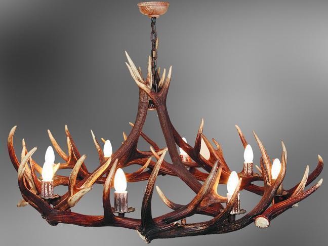 8 Light Oval Red Stag Antler Chandelier Style 2 - Elen Importing .