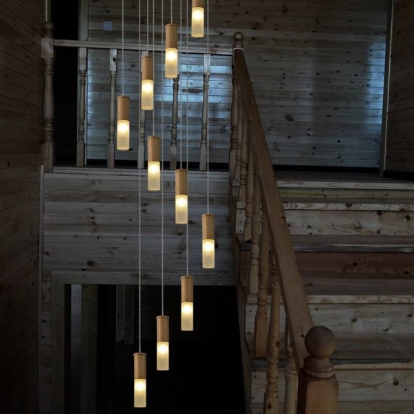 Luxury Italy style Large wooden staircase light led villa big .