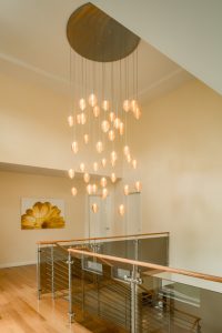 COCOON | Custom Stairwell Chandelier | Blown Glass Vaulted Ceiling .