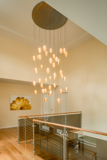 COCOON | Custom Stairwell Chandelier | Blown Glass Vaulted Ceiling .