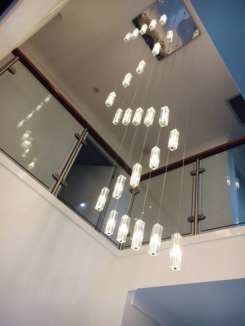 Stairwell 20-25 Pcs Large Square Led Crystal Lighting Pendientes .