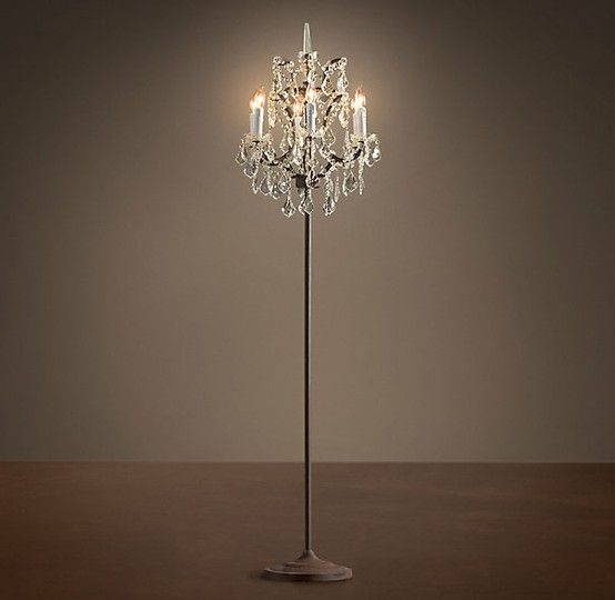 diy floor lamp | chandelier floor lamp. by leticia | Crystal floor .