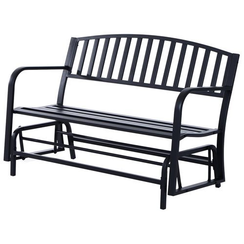 Aosom: Outsunny 50" Outdoor Steel Patio Swing Glider Bench - Black .