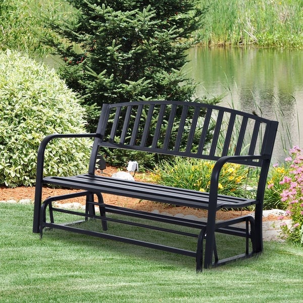 Shop Outsunny 50" Outdoor Patio Swing Glider Bench Chair with High .