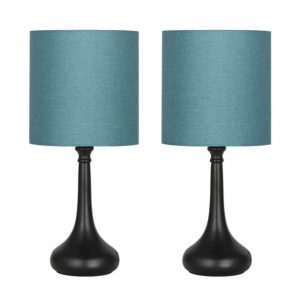 PAIR OF 2 TABLE LAMPS SHADE LIGHT BEDROOM NIGHTSTAND LAMP LIVING .