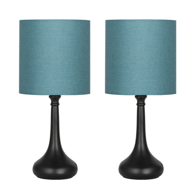PAIR OF 2 TABLE LAMPS SHADE LIGHT BEDROOM NIGHTSTAND LAMP LIVING .