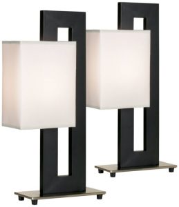 Modern Tripod Table and Floor Lamp Set Black Metal Living Room .