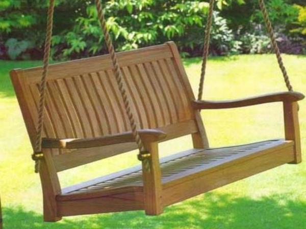 Curved-Back 4 Foot Teak Outdoor Porch Swing – Magnolia Porch Swin