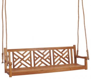 Teak Wood Chippendale Triple Outdoor Porch Swing, made from A .