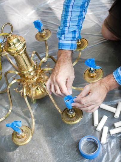 How to Modernize a Traditional Brass Chandelier | Diy chandelier .