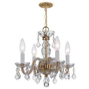 Crystorama Traditional Crystal 4-Light Clear Spectra Crystal Brass .