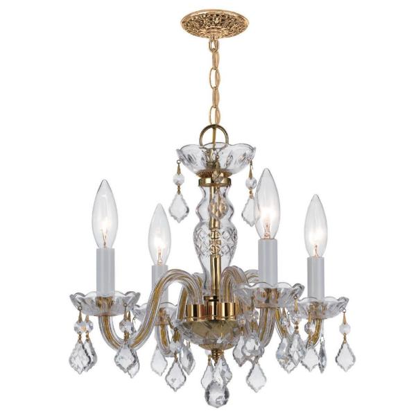 Crystorama Traditional Crystal 4-Light Clear Spectra Crystal Brass .