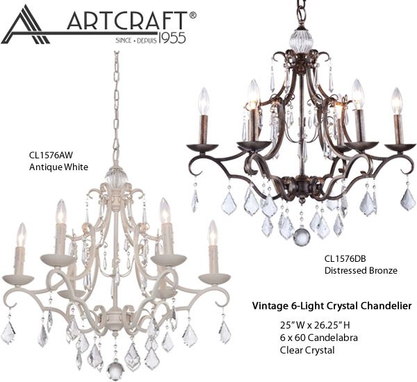 Artcraft Lighting CL1576DB, CL1576AW Vintage 6-Light Crystal .
