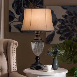 Shop Traditional Matte Black Metal Urn Table Lamp - Overstock .