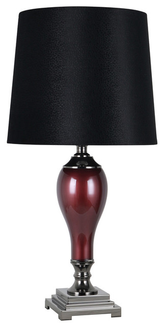 Glass 32" Urn Table Lamp, Burgundy - Traditional - Table Lamps .