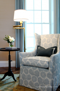 Antique Brass Swing Arm Floor Lamp - Transitional - living room .