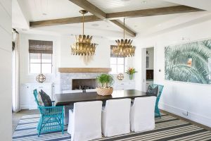 Gold Glam Chandeliers Over Black Dining Table - Cottage - Dining Ro