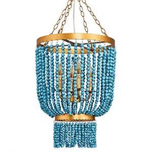 JinYuZe 4-Light Chandelier, Vintage Style Blue Turquoise Bead .