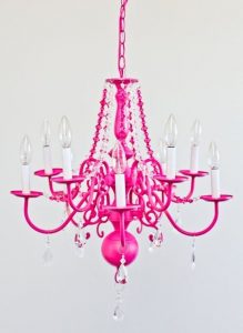 Victorian Mod Custom Chandeliers in any color //pink, aqua blue .