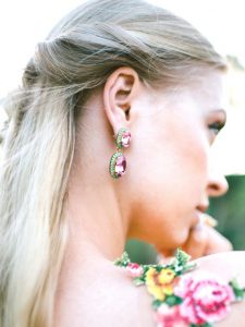 Pink Chandeliers, Pink Turquoise Earrings, Mint Pink Earrings .