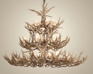 Wide Mule Deer Antler Chandelier: Western Passi