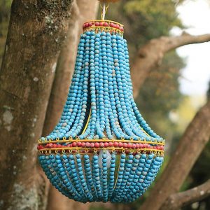 Turquoise Beaded Chandelier | Beaded Chandelier | Teal Hanging .