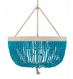 30" Malibu Beaded Chandelier with Arms – Turquoise Swirl Beads .