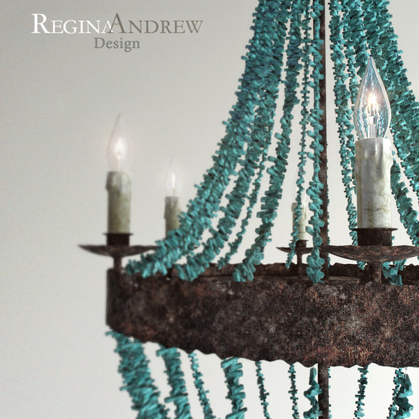 3d chandelier turquoise beads six-light mod