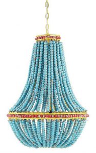 Wood Beaded Chandelier (With images) | Wood bead chandelier, Blue .