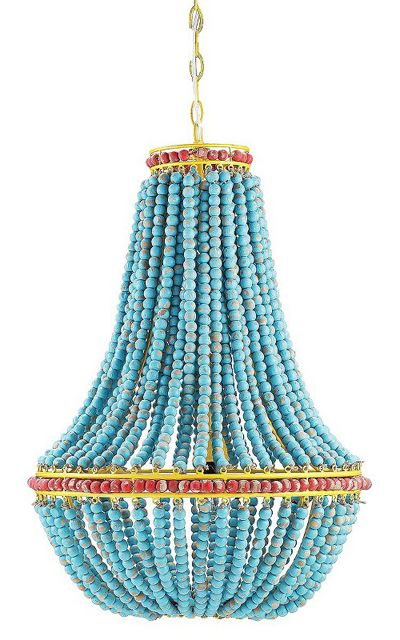Wood Beaded Chandelier (With images) | Wood bead chandelier, Blue .