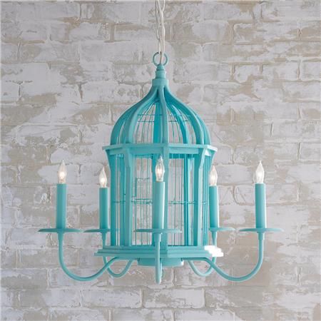 Birdcage Chandelier- with white or printed shades would be cute .