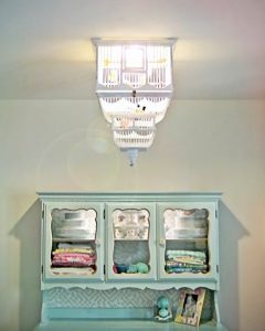 Birdcage chandelier, very cool... plus, paint my china cabinet .