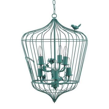 Turquoise Birdcage Chandelier (With images) | Birdcage chandelier .