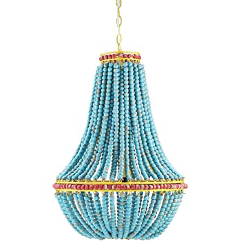 Amazon.com: Creative Co-op Blue & Red Wood Beaded Chandelier with .