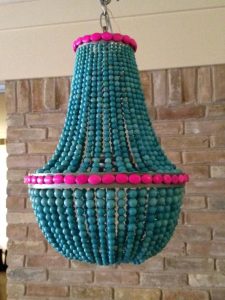 Turquoise Beaded Chandelier Blue Wood Beaded Chandelier Farmhouse .