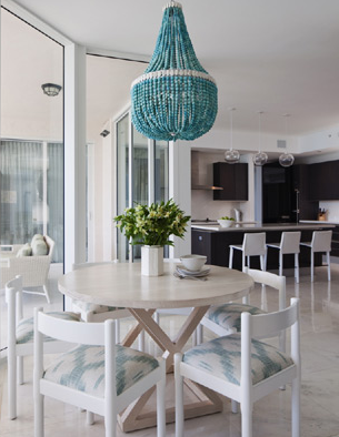 Turquoise Beaded Chandelier - Contemporary - dining room - Lauren .